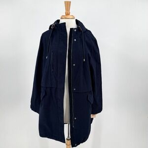 Levis Womens Hooded Fishtail Cotton Jacket Navy Blue XL Utility Coat NWT